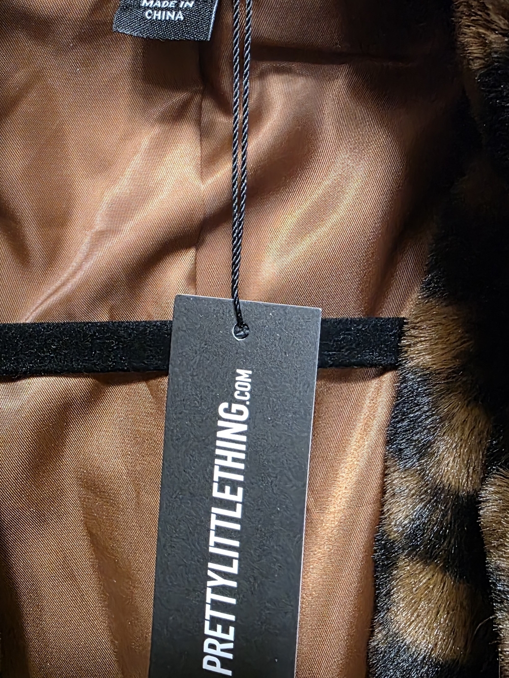 PrettyLittleThing Brown and Black Checkerboard Teddy Coat - Picture 2 of 3